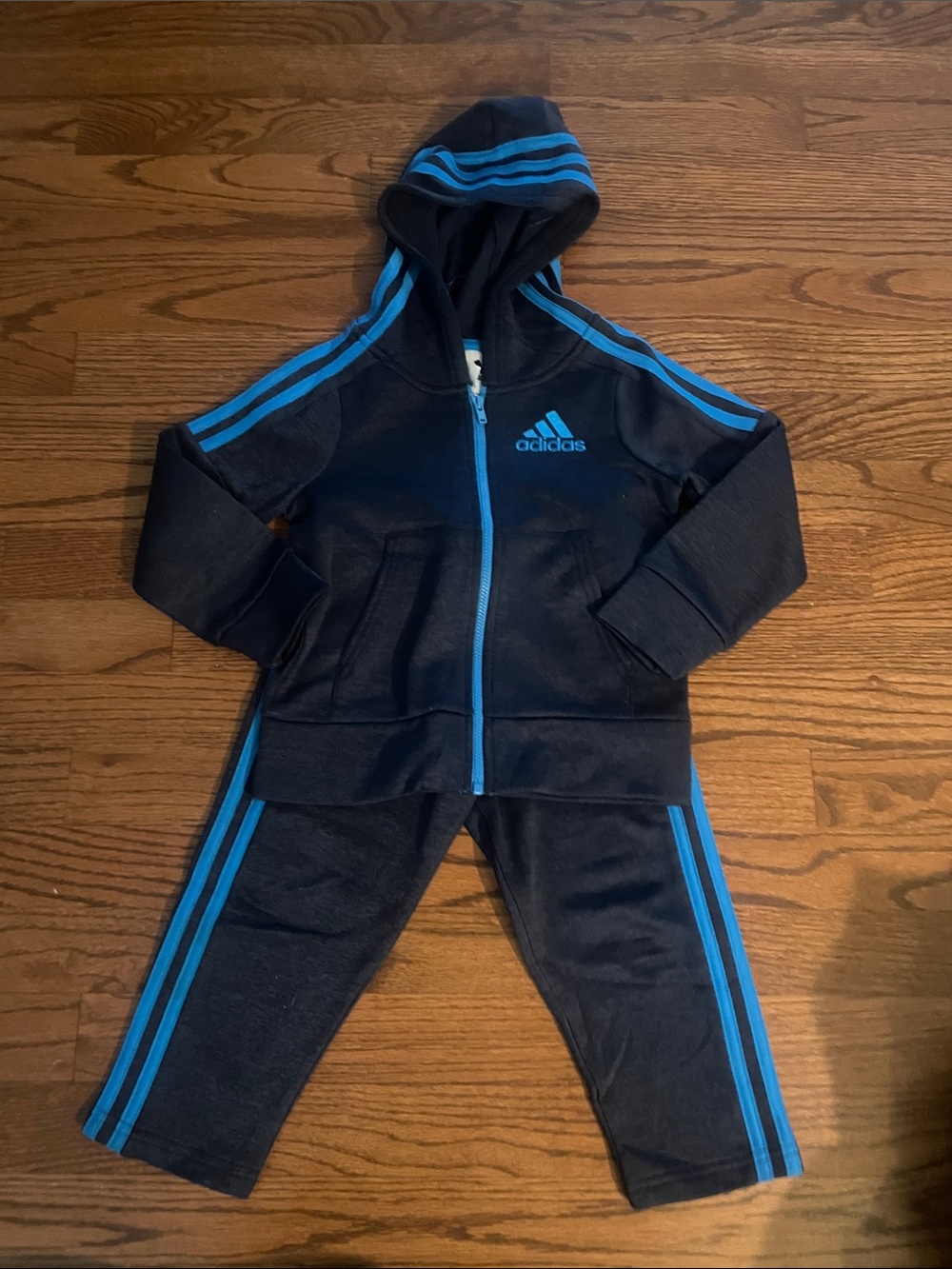 adidas Kids Navy and Bright Blue Sweatpants & Hoodie Set
